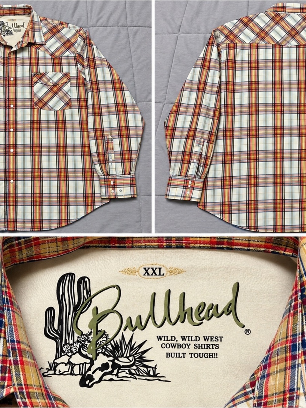 Bullhead Men’s Plaid Button-Down Shirt in Yellow, Brown & Cream